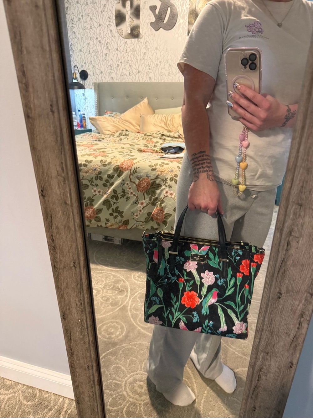 kate spade Black Floral & Teal Bird Tote - Picture 12 of 12